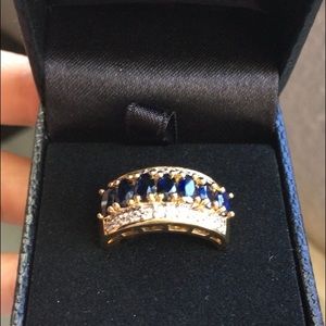 2/$40🔥14k gold plated natural sapphire ring